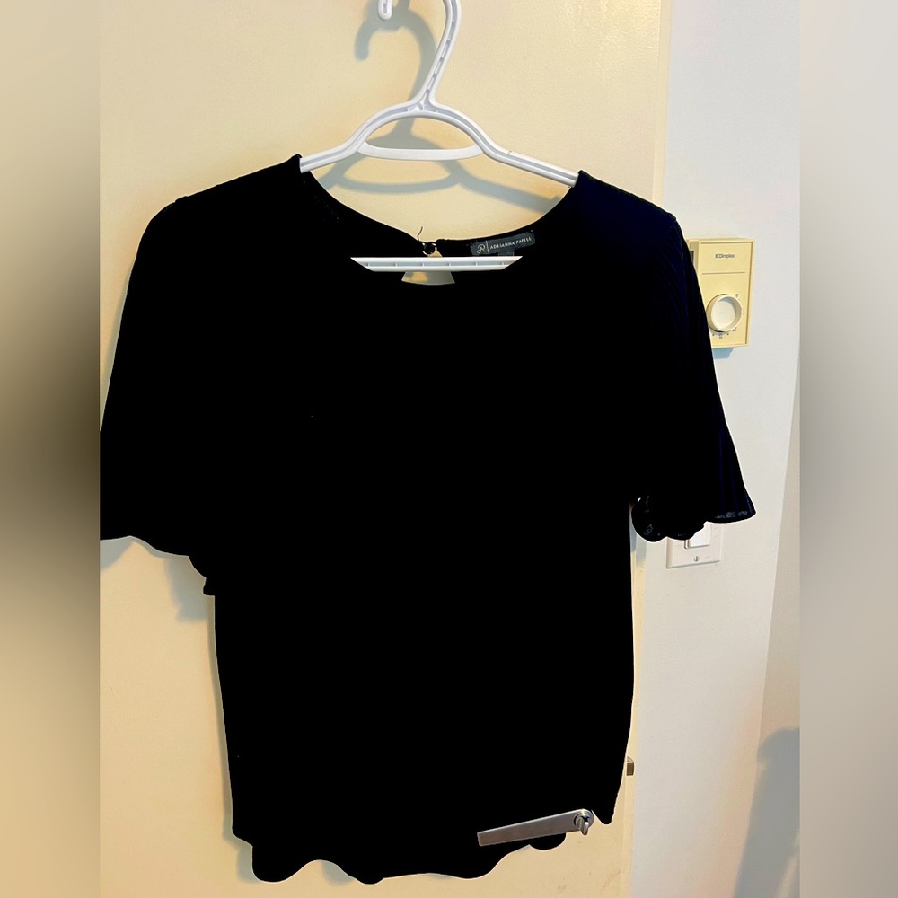 Black accordion sleeve blouse ,